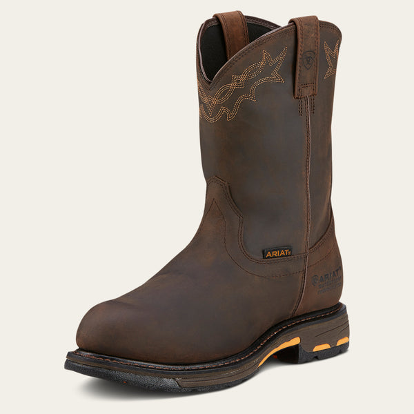 Ariat Mns Workhog Pullon C/toe Oily Distressed Brown