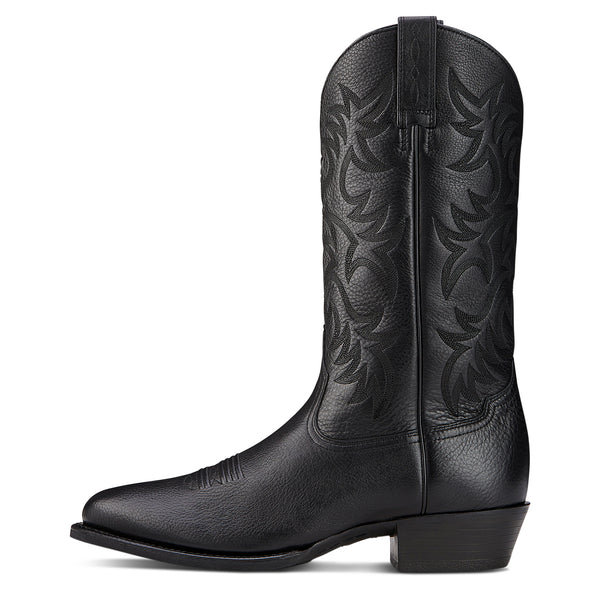 Ariat Mns Heritage Western R Toe Black Deertan - View 2