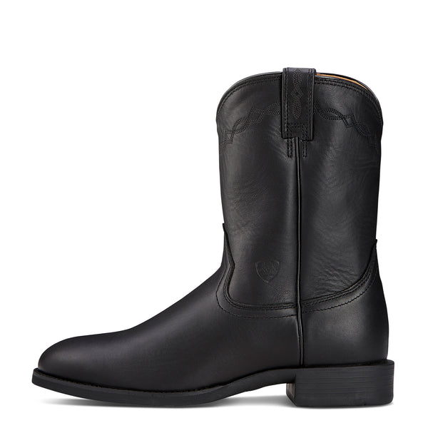 Ariat Mens Heritage Roper Black boots side view