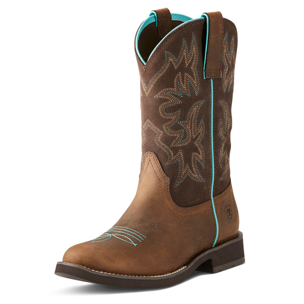 Ariat Wms Delilah Round Toe Distressed Brown / Fudge Brown
