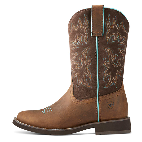 Ariat Wms Delilah Round Toe Distressed Brown / Fudge Brown - View 2