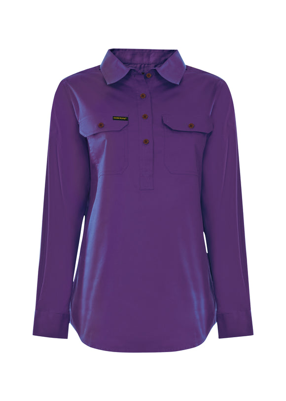 WMNS H/PLKT LIGHT CTN SHIRT - BRIGHT BLUE - Size 10