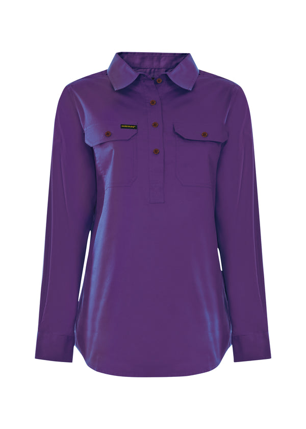 WMNS H/PLKT LIGHT CTN SHIRT - BRIGHT BLUE - Size 10