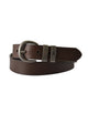 NARROW SILVER TWIN KEEPER BELT - Chocolate - Size XS