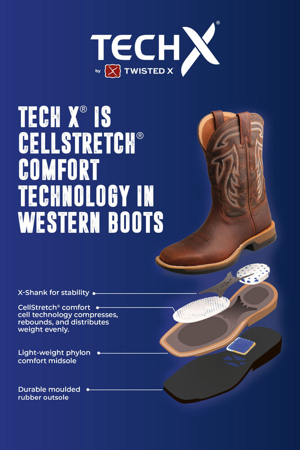 MENS 11 TECH X BOOT - MAHOGANY/MOCHA - Size 8.5