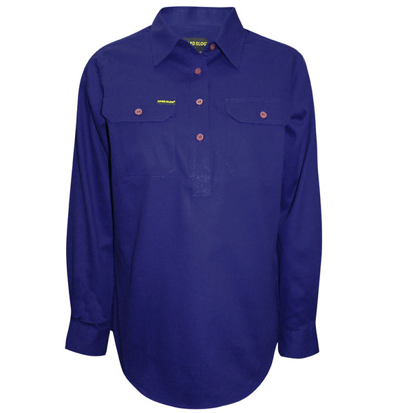WMNS H/PLKT LIGHT CTN SHIRT - ROYAL BLUE - Size 8
