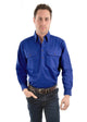 HEAVY DRILL H/PLKT LS SHIRT - Navy - Size S