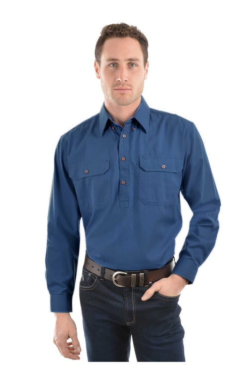 HEAVY DRILL H/PLKT LS SHIRT - Tomato - Size XL