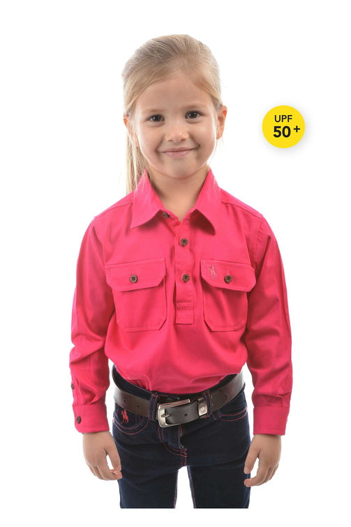 KIDS HEAVY DRILL LS SHIRT - Cobalt - Size 5
