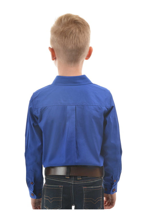 KIDS HEAVY DRILL LS SHIRT - Cobalt - Size 12