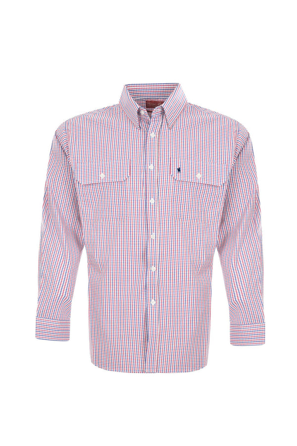MENS WENTWORTH LS SHIRT - Royal Blue/Red - Size L