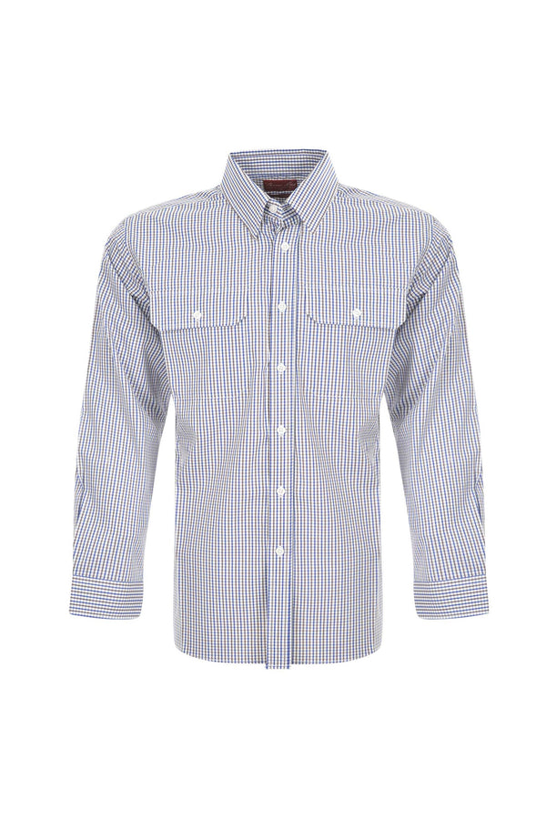 MENS WENTWORTH LS SHIRT - Royal Blue/Brown - Size 3XL