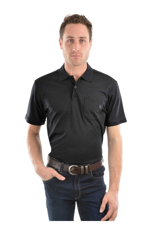 MENS BAMBOO SS POLO - Dark Charcoal - Size S