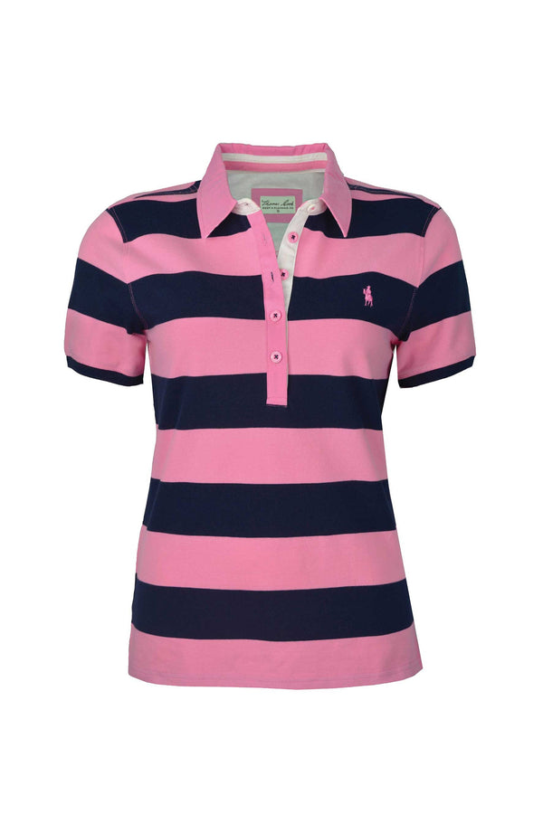 WMNS RACHEL SS POLO - White/Dark Navy - Size 8