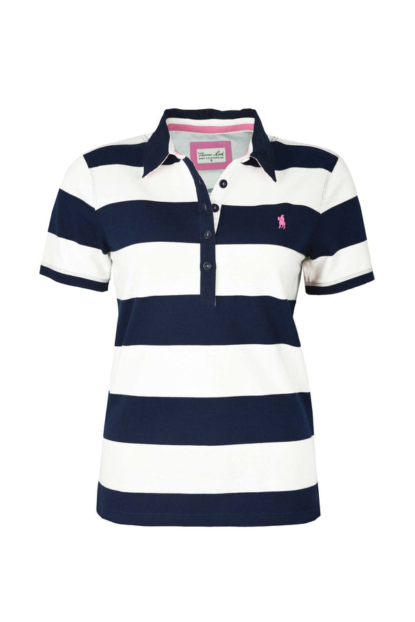 WMNS RACHEL SS POLO - Soft Pink/Dark Navy - Size 22