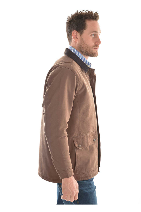 MENS CANVAS JACKET - Dark Tan - Size M