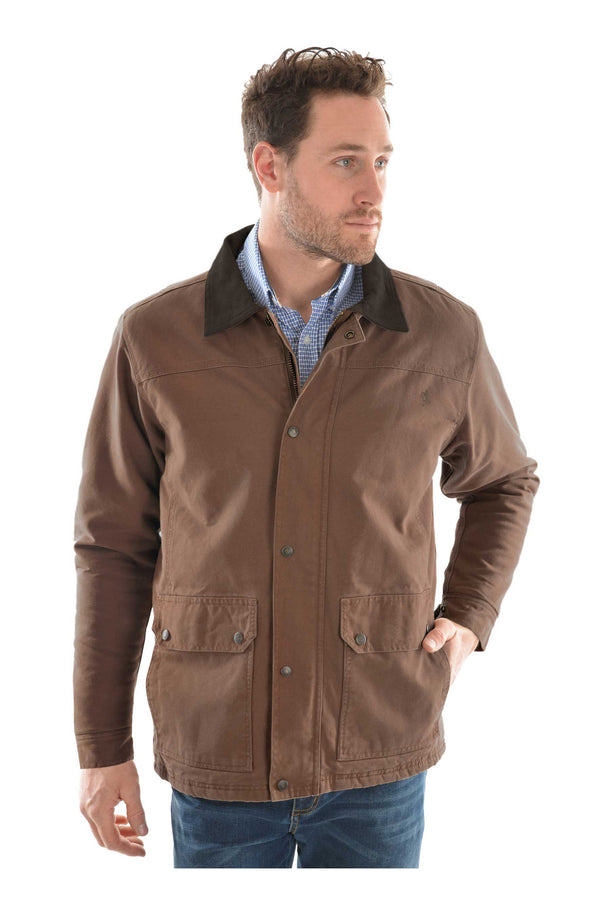 MENS CANVAS JACKET - Dark Tan - Size S