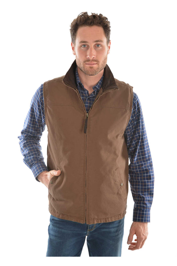 MENS CANVAS VEST - Dark Tan - Size S
