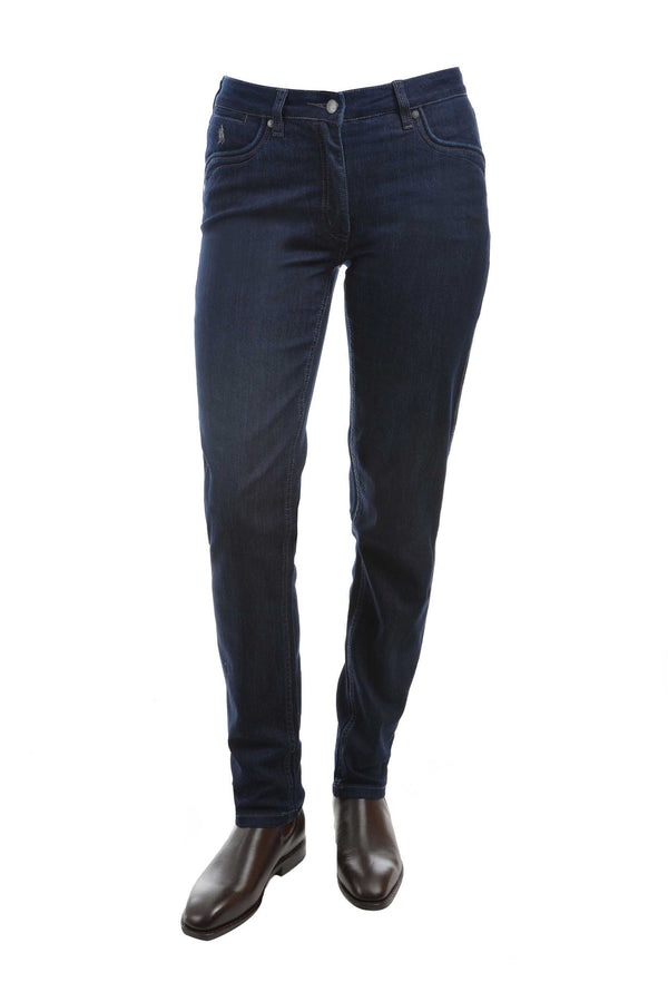WMNS LYNDA SLIM LEG W/JEAN 32L - Dark Blue Denim - Size 8