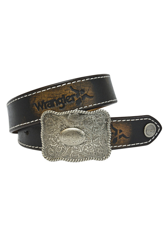 KIDS ABRASION LOGO BELT - Brown - Size 22