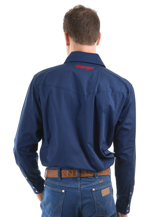 MENS LOGO RODEO LS DRILL SHIRT - Navy - Size L