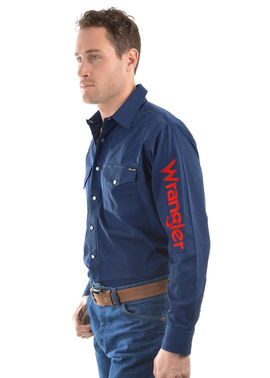 MENS LOGO RODEO LS DRILL SHIRT - Black - Size XL