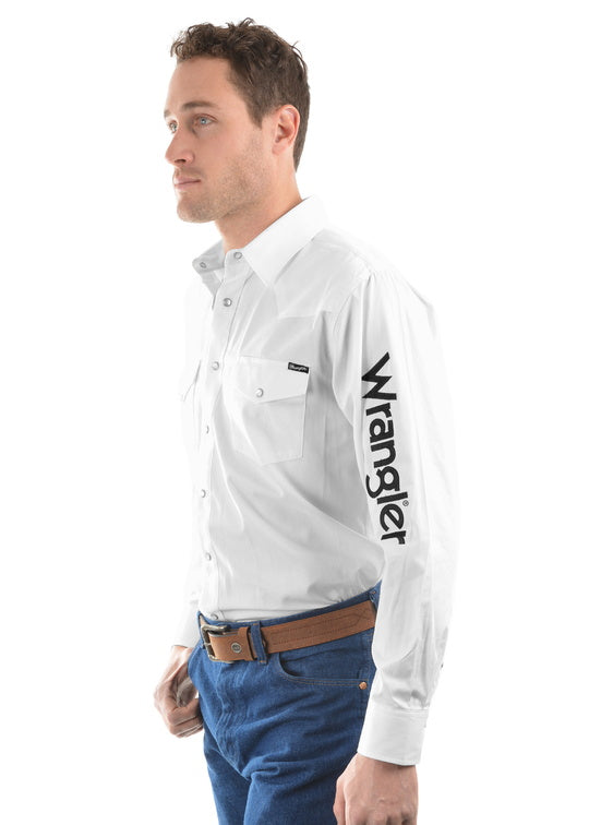 MENS LOGO RODEO LS DRILL SHIRT - Black - Size XS