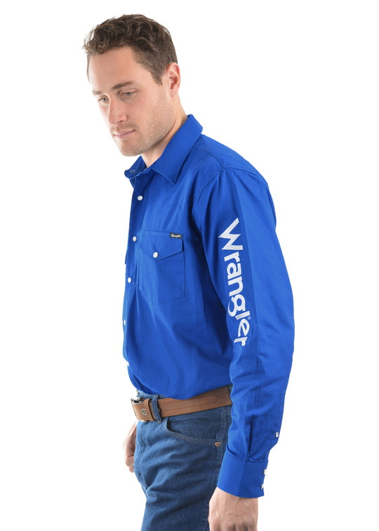 MENS LOGO RODEO LS DRILL SHIRT - Navy - Size M