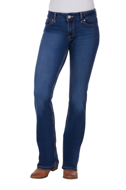 WMNS MID RISE BOOT CUT JEAN - Mae 34L - Dark Blue - Size 00
