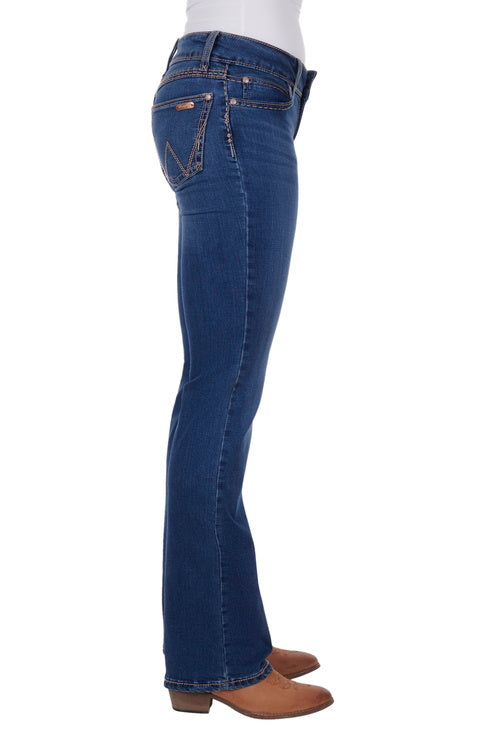 WMNS MID RISE BOOT CUT JEAN - Mae 34L - Dark Blue - Size 0