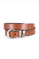 NARROW SILVER TWIN KEEPER BELT - Chocolate - Size M