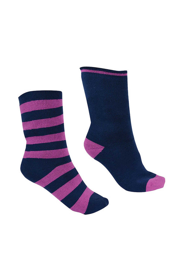 THERMAL SOCKS - TWIN PACK - Purple Orchid/Navy - Size 2_7