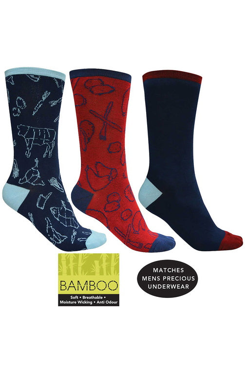 BAMBOO SOCKS 3 PACK - Pink Multi - Size 2 to 7