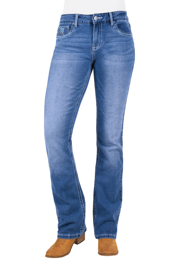 WMNS ZIGGY BOOT CUT JEAN - RETRO  BLUE - Size 8