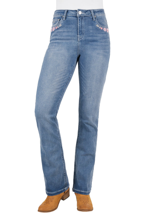 WMNS FLORA HI RISE B/CUT JEAN - FADED BLUE - Size 10