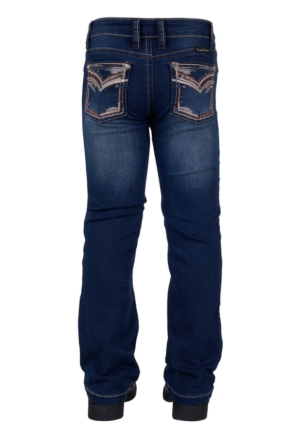 GIRLS EMMA BOOT CUT JEAN - INDIGO - Size 6