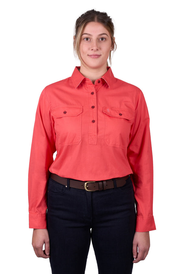WMNS LIGHT H/PLKT LS SHRT - Calypso Coral - Size 10