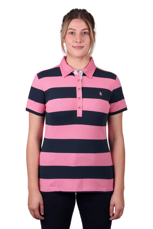 WMNS RACHEL SS POLO - Soft Pink/Dark Navy - Size 18