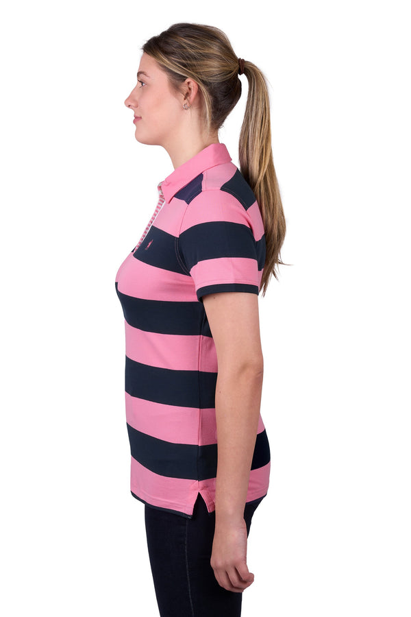 WMNS RACHEL SS POLO - Soft Pink/Dark Navy - Size 12