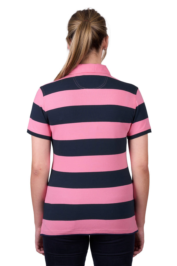 WMNS RACHEL SS POLO - Soft Pink/Dark Navy - Size 20