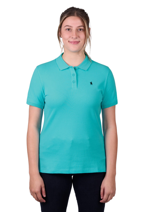WMNS CLASSIC STRETCH SS POLO - Aqua - Size 8