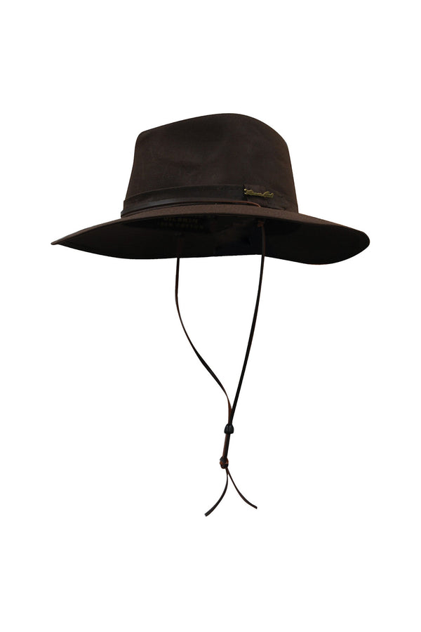 WIDE BRIM OILSKIN HAT - Camel - Size S