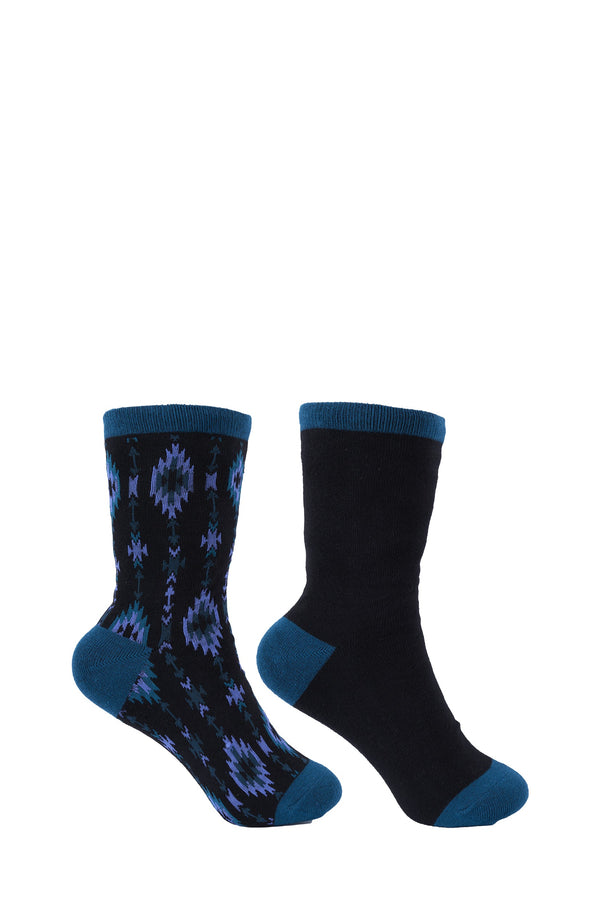 PW KIDS CREW SOCKS - NAVY/PINK - Size 9 to 3