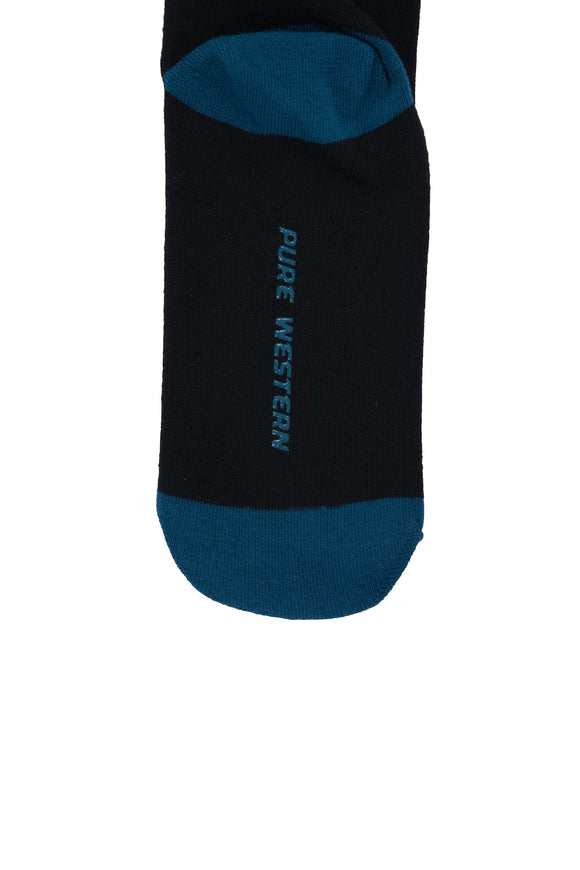 PW KIDS CREW SOCKS - BLACK/TAN - Size 9 to 3