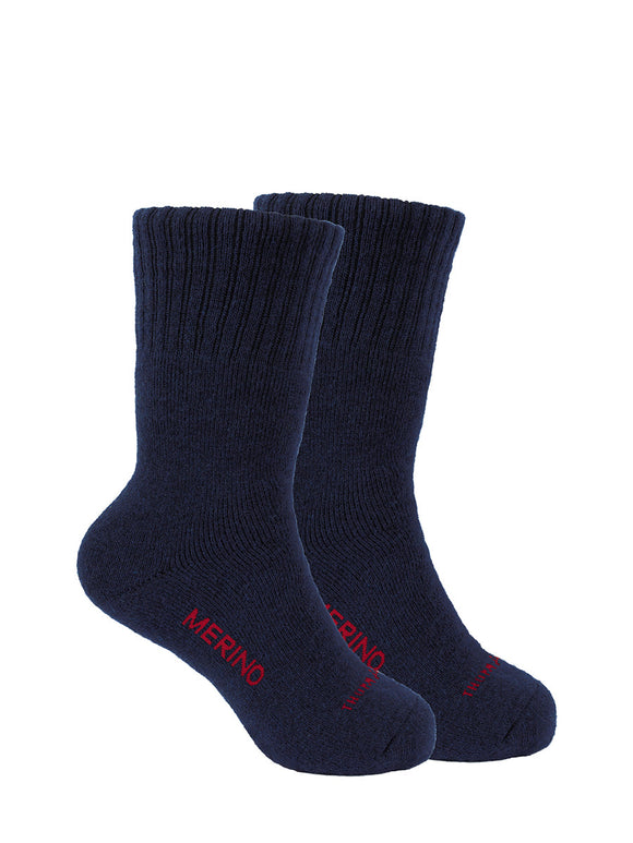 MERINO LOGO SOCKS TWIN PACK - Navy - Size 8_11