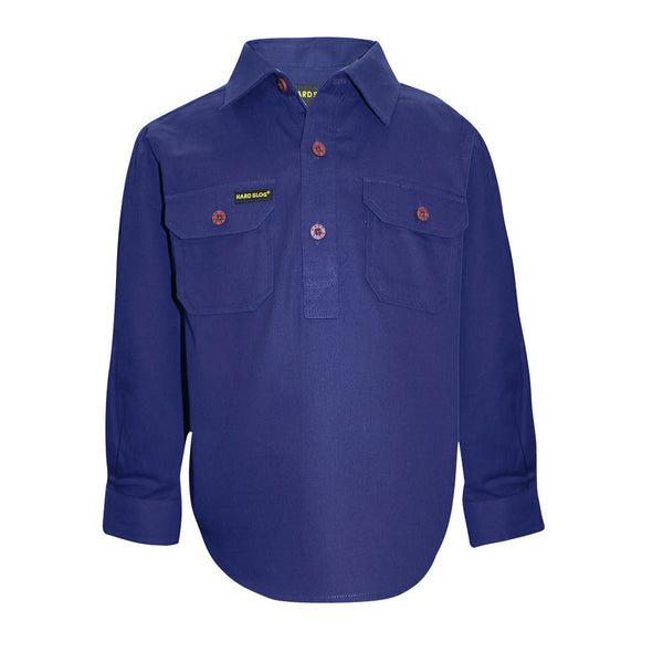 KIDS H/PLKT LIGHT CTN SHIRT - ROYAL BLUE - Size 6