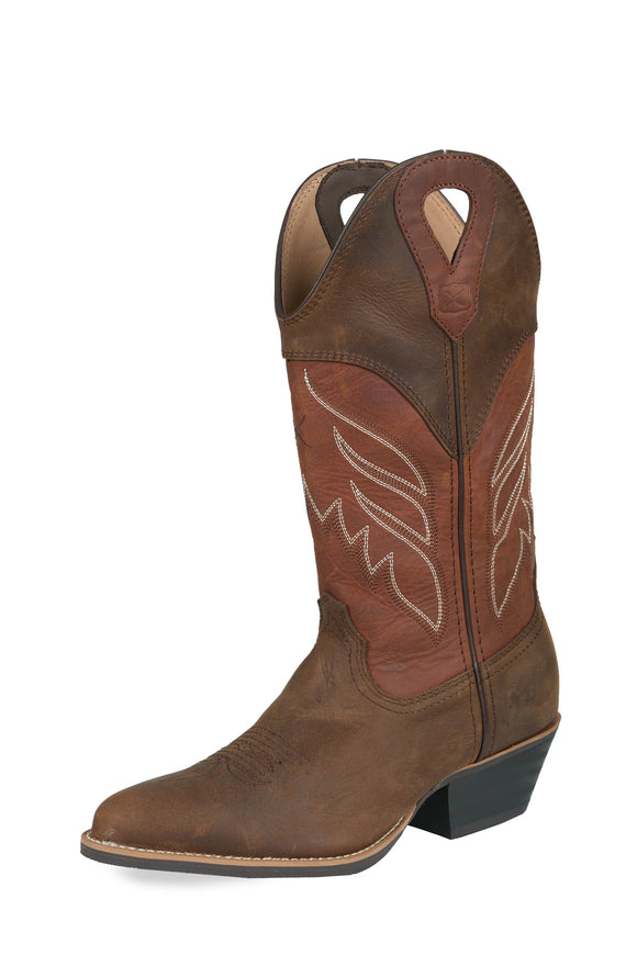 WMNS 12 DUAL TONE WESTERN BOOT - BROWN/GINGER - Size 6.0