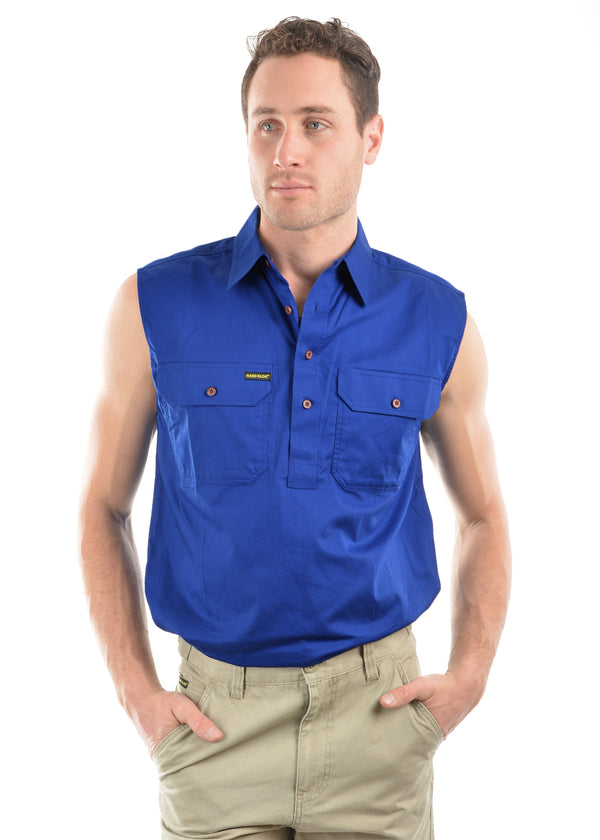 MENS H/PLKT LIGHT CTN SL SHIRT - ROYAL BLUE - Size XXS