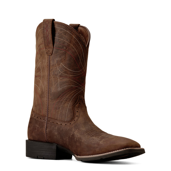 Ariat Mns Sport Wide Sq Toe Distressed Brown - View 3