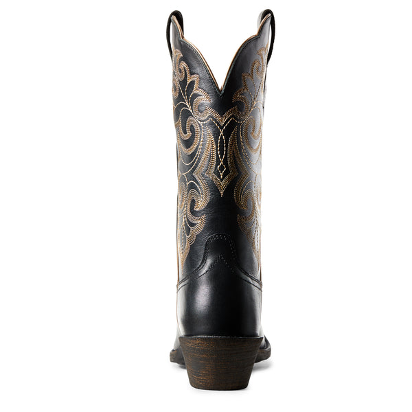 Ariat Womens Round Up Square Toe Limousine Black 10029756 - Heel View